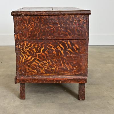 Swedish 19th Century Faux Bois Petite Painted Trunk