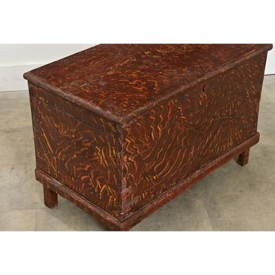 Swedish 19th Century Faux Bois Petite Painted Trunk