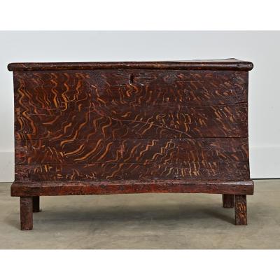 Swedish 19th Century Faux Bois Petite Painted Trunk