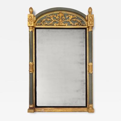 Swedish 19th Century Giltwood Mirror With Refreshed Green Paint