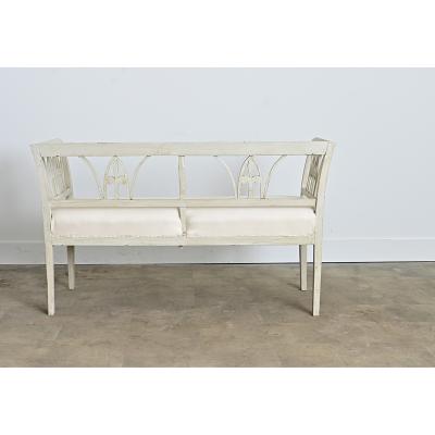 Swedish 19th Century Gustavian Style Painted Bench
