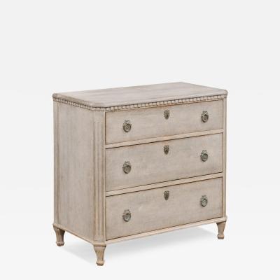 Swedish 19th Century Gustavian Style Painted and Carved Three Drawer Chest