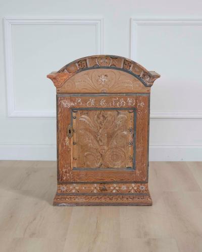 Swedish 19th Century Hand Painted Pine Wall Cabinet