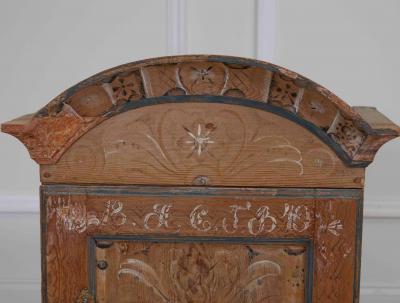 Swedish 19th Century Hand Painted Pine Wall Cabinet