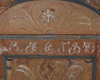 Swedish 19th Century Hand Painted Pine Wall Cabinet