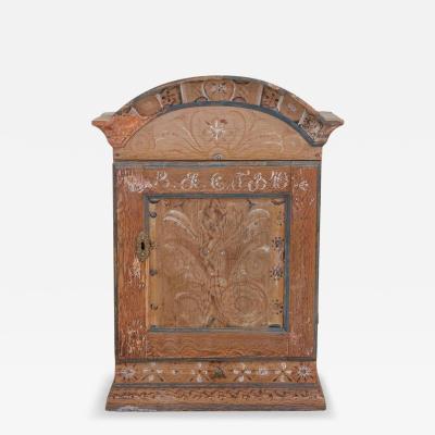 Swedish 19th Century Hand Painted Pine Wall Cabinet