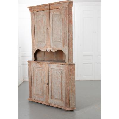 Swedish 19th Century Painted Corner Cabinet