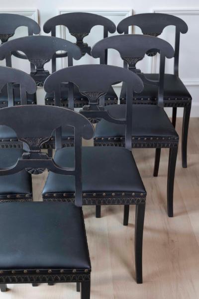Swedish 19th Century Painted Dining Chairs Set of Ten