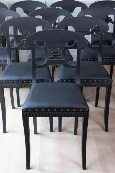 Swedish 19th Century Painted Dining Chairs Set of Ten