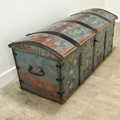 Swedish 19th Century Painted Pine Marriage Trunk