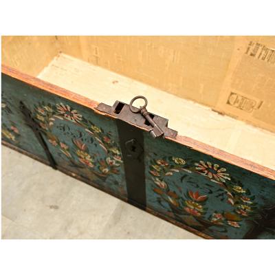 Swedish 19th Century Painted Pine Marriage Trunk