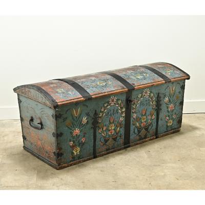 Swedish 19th Century Painted Pine Marriage Trunk
