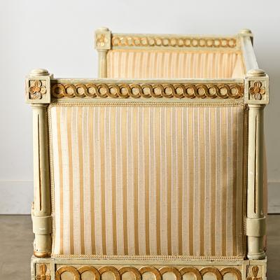 Swedish 19th Century Painted and Parcel Gilt Settee