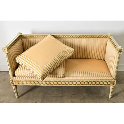 Swedish 19th Century Painted and Parcel Gilt Settee