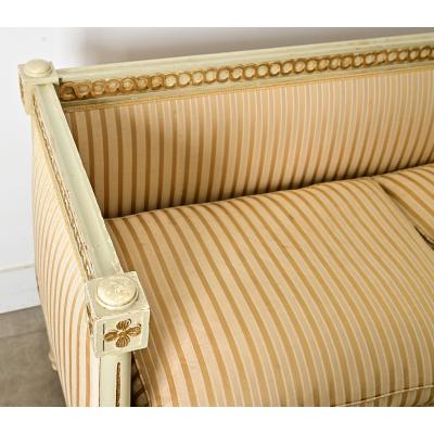 Swedish 19th Century Painted and Parcel Gilt Settee