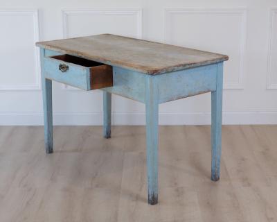 Swedish 19th Century Pale Blue Painted Pine Farmhouse Table circa 1830 1850