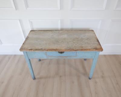 Swedish 19th Century Pale Blue Painted Pine Farmhouse Table circa 1830 1850
