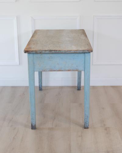 Swedish 19th Century Pale Blue Painted Pine Farmhouse Table circa 1830 1850