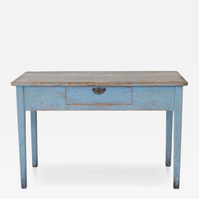 Swedish 19th Century Pale Blue Painted Pine Farmhouse Table circa 1830 1850
