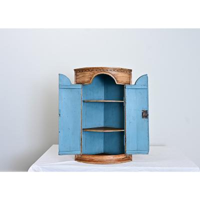Swedish 19th Century Pine Wall Mounted Corner Cabinet