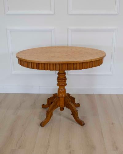 Swedish 19th Century Solid Birch Oval Occasional Table