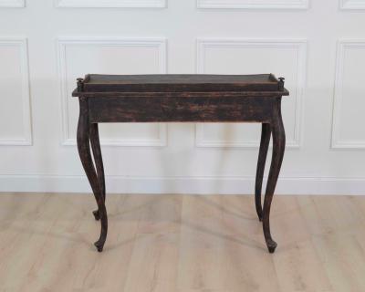 Swedish 20th Century Black Rococo Style Writing Desk