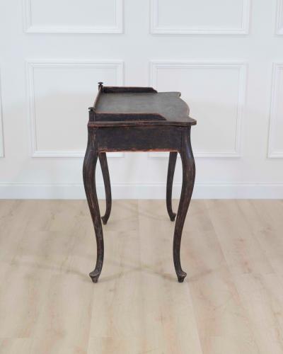 Swedish 20th Century Black Rococo Style Writing Desk