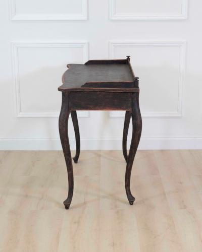Swedish 20th Century Black Rococo Style Writing Desk