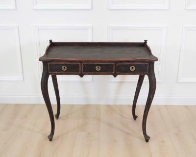 Swedish 20th Century Black Rococo Style Writing Desk