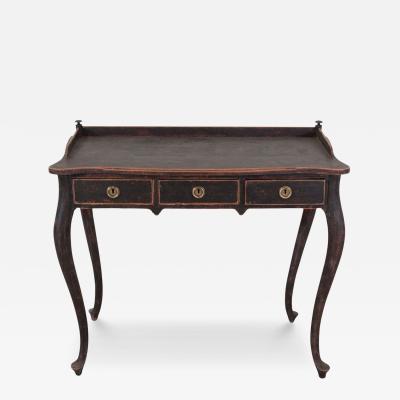 Swedish 20th Century Black Rococo Style Writing Desk