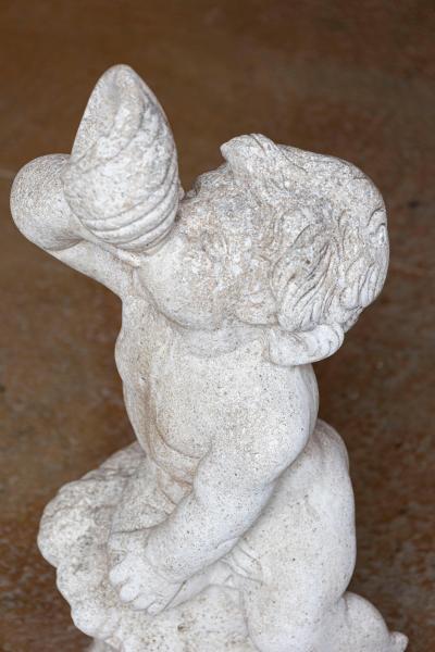 Swedish 20th Century Marble Cherub Statue