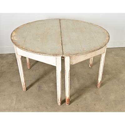 Swedish 20th Century Pair of Demilune Consoles