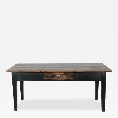 Swedish Antique Country Kitchen Table with Drawers 19th Century