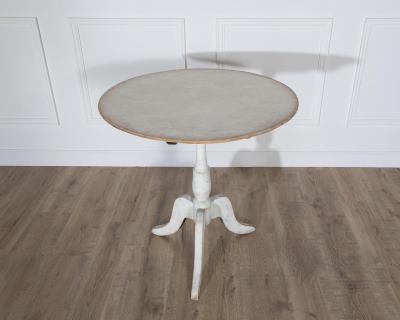Swedish Antique Tilt Top Table in Original White Paint Circa 1880