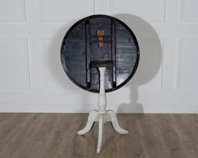 Swedish Antique Tilt Top Table in Original White Paint Circa 1880