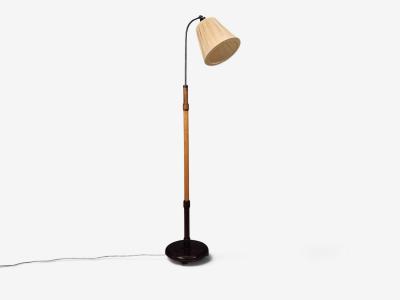 Swedish Art Deco Adjustable Floor Lamp Birch Metal Sweden 1930s