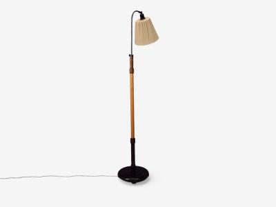 Swedish Art Deco Adjustable Floor Lamp Birch Metal Sweden 1930s