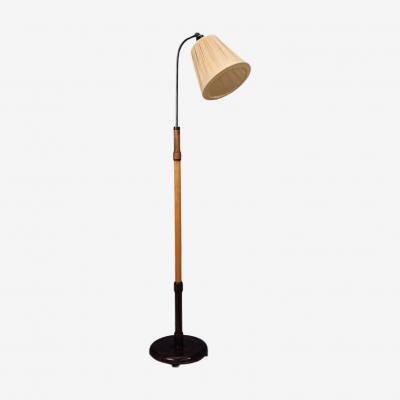 Swedish Art Deco Adjustable Floor Lamp Birch Metal Sweden 1930s