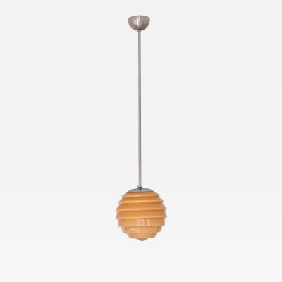 Swedish Art Deco Beehive Pendant Lamp in Colored Glass and Metal 1930s