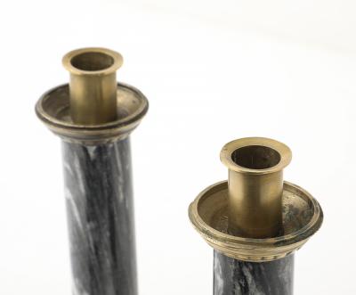 Swedish Art Deco Brass Marble Candlesticks