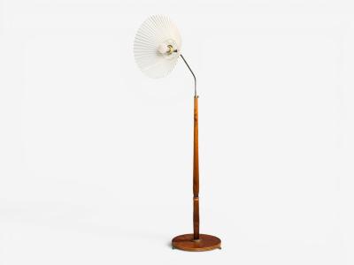Swedish Art Deco Floor Lamp Burl Brass Sweden 1940s