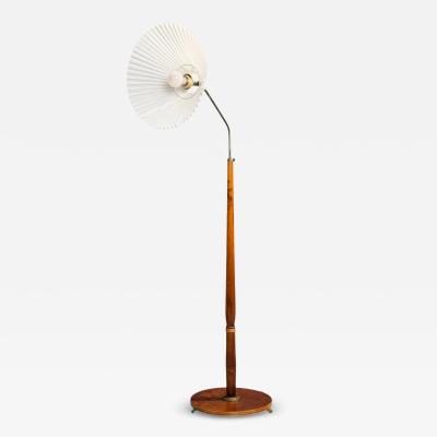 Swedish Art Deco Floor Lamp Burl Brass Sweden 1940s