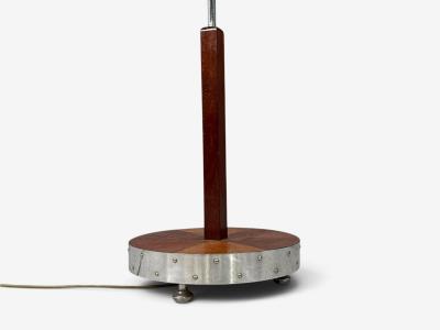 Swedish Art Deco Floor Lamp Mahogany Chrome Sweden 1930s