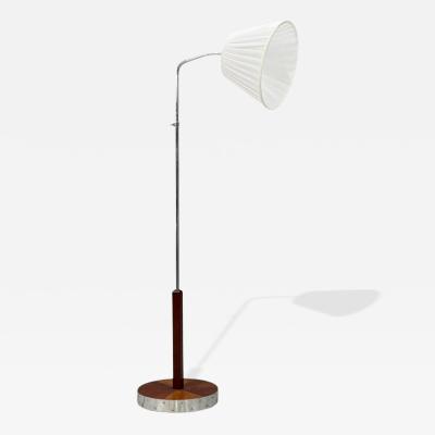 Swedish Art Deco Floor Lamp Mahogany Chrome Sweden 1930s