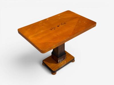 Swedish Art Deco Inlaid Side Table Stained Wood Sweden 1930s