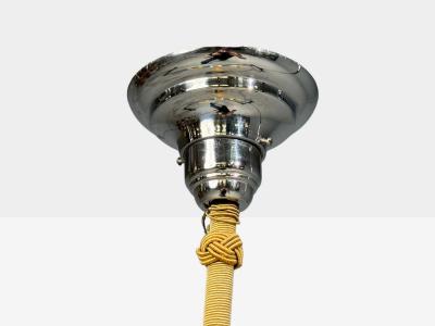 Swedish Art Deco Pendant Light Burl Cord Glass Chrome Sweden 1930s
