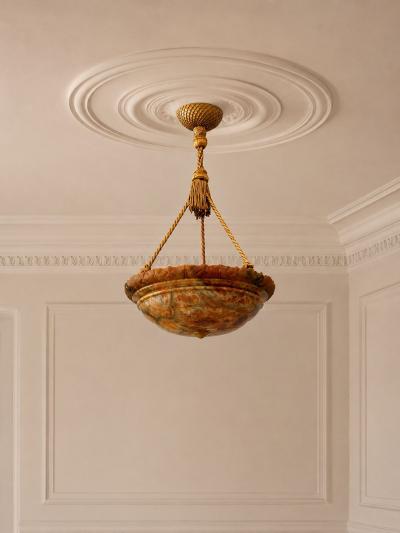 Swedish Art Deco Pendant Light Rope Alabaster Sweden 1930s