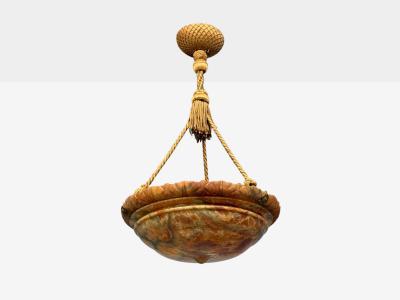 Swedish Art Deco Pendant Light Rope Alabaster Sweden 1930s