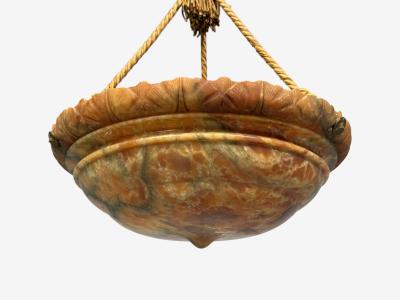 Swedish Art Deco Pendant Light Rope Alabaster Sweden 1930s