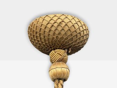 Swedish Art Deco Pendant Light Rope Alabaster Sweden 1930s
